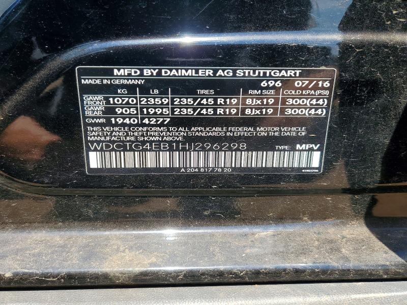 Aukcja sprzedaży 2017 Mercedes-benz Gla, vin: WDCTG4EB1HJ296298, numer aukcji: 66780626