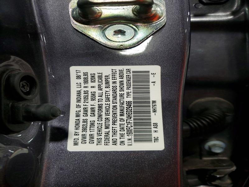 64500866 :رقم المزاد ، 19XFC1F74HE029466 vin ، 2017 Honda Civic مزاد بيع