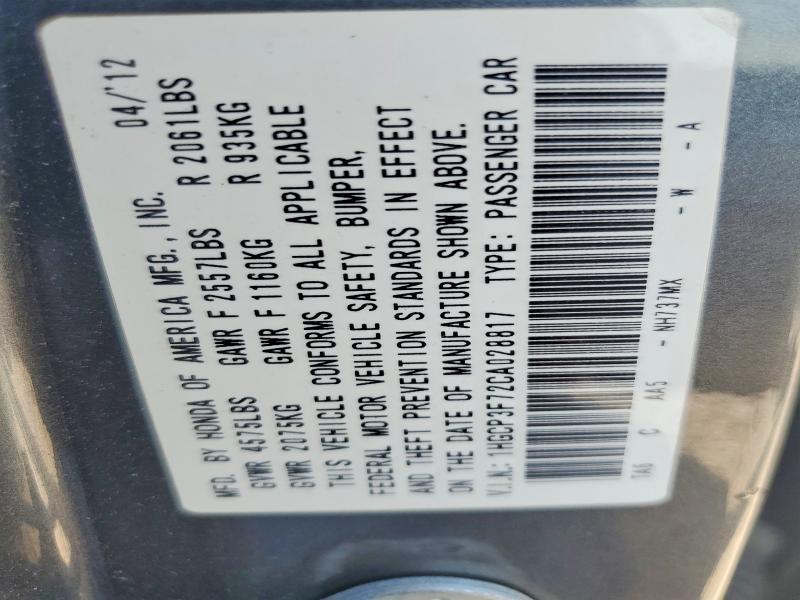 Aukcja sprzedaży 2012 Honda Accord, vin: 1HGCP3F72CA028817, numer aukcji: 67172866