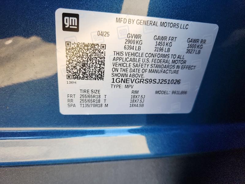 Продаж на аукціоні авто 2025 Chevrolet Traverse, vin: 1GNEVGRS9SJ251026, номер лоту: 66957656