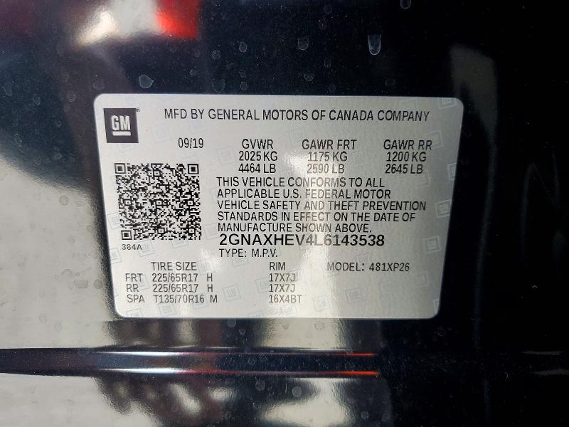 Продажа на аукционе авто 2020 Chevrolet Equinox, vin: 2GNAXHEV4L6143538, номер лота: 65316946