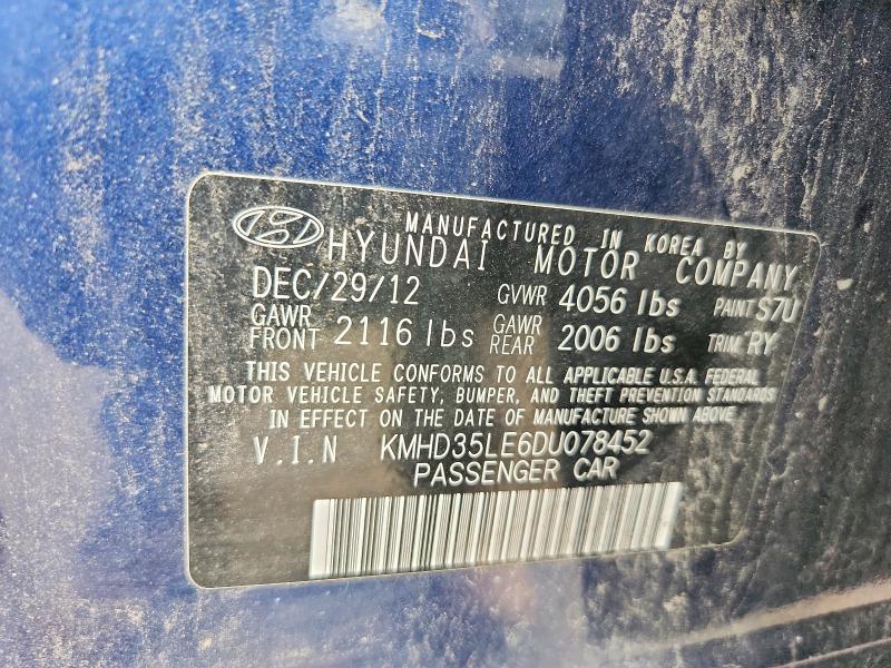 2013 Hyundai Elantra Gt მანქანა იყიდება აუქციონზე, vin: KMHD35LE6DU078452, აუქციონის ნომერი: 64630526