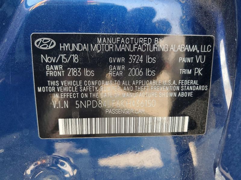 Aukcja sprzedaży 2019 Hyundai Elantra, vin: 5NPD84LF6KH436150, numer aukcji: 67297556