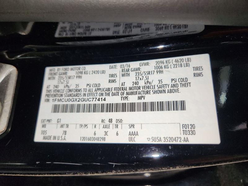 Aukcja sprzedaży 2016 Ford Escape, vin: 1FMCU0GX2GUC77414, numer aukcji: 67000766