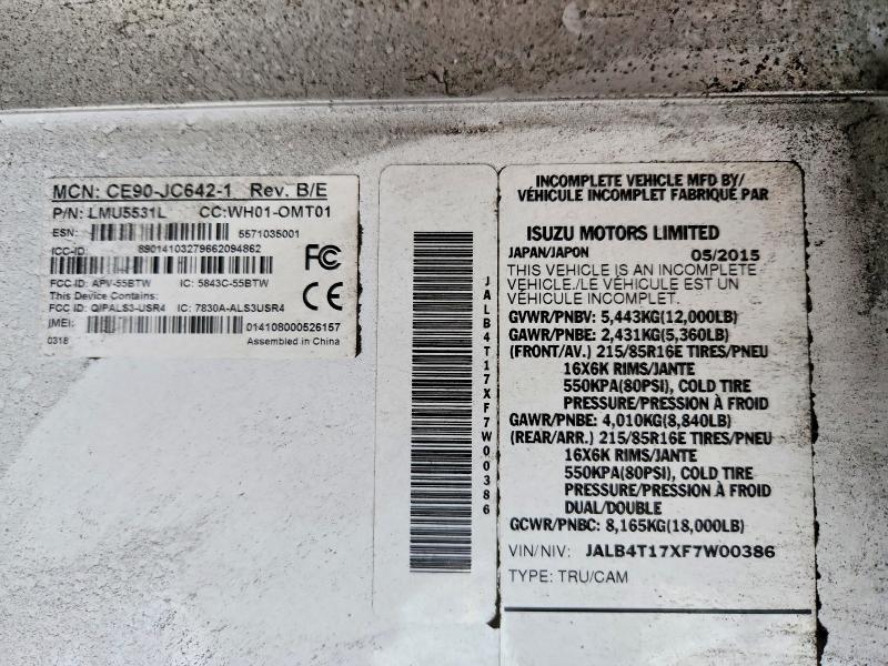Aukcja sprzedaży 2015 Isuzu Npr Hd, vin: JALB4T17XF7W00386, numer aukcji: 61530816