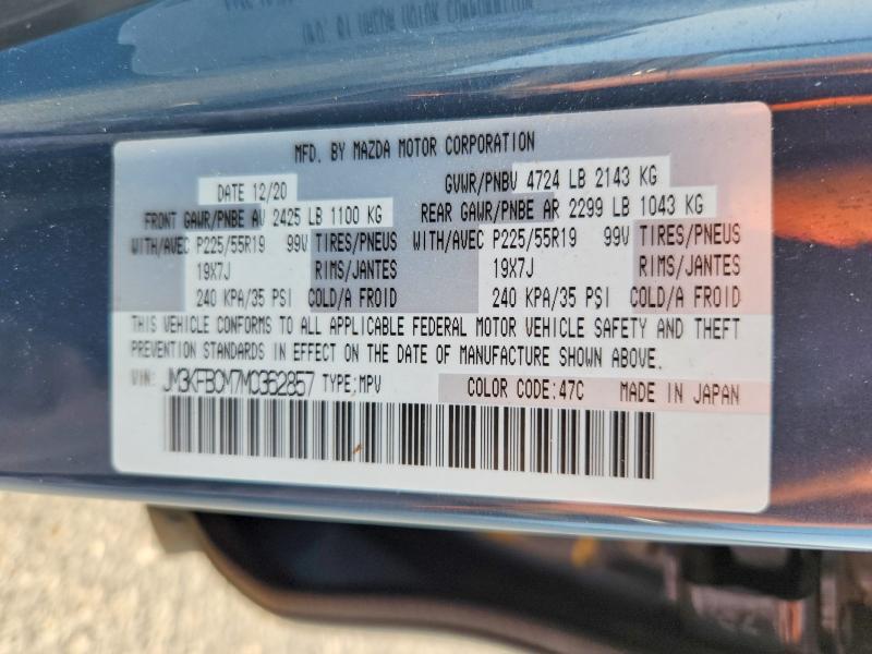 2021 Mazda Cx-5 მანქანა იყიდება აუქციონზე, vin: JM3KFBCM7M0362857, აუქციონის ნომერი: 64652906