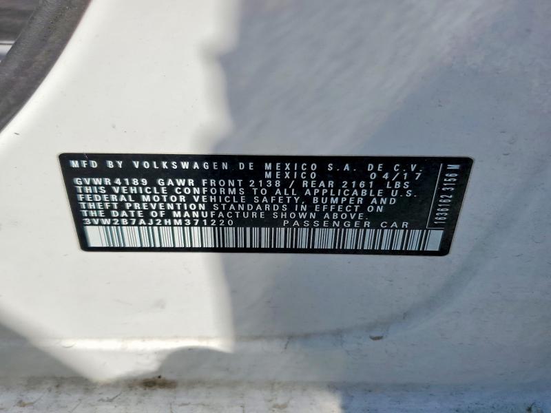 Aukcja sprzedaży 2017 Volkswagen Jetta, vin: 3VW2B7AJ2HM371220, numer aukcji: 64782786