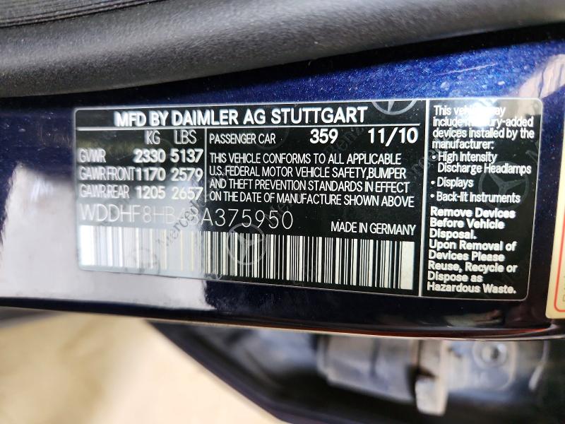 2011 Mercedes-benz E მანქანა იყიდება აუქციონზე, vin: WDDHF8HB4BA375950, აუქციონის ნომერი: 66953576