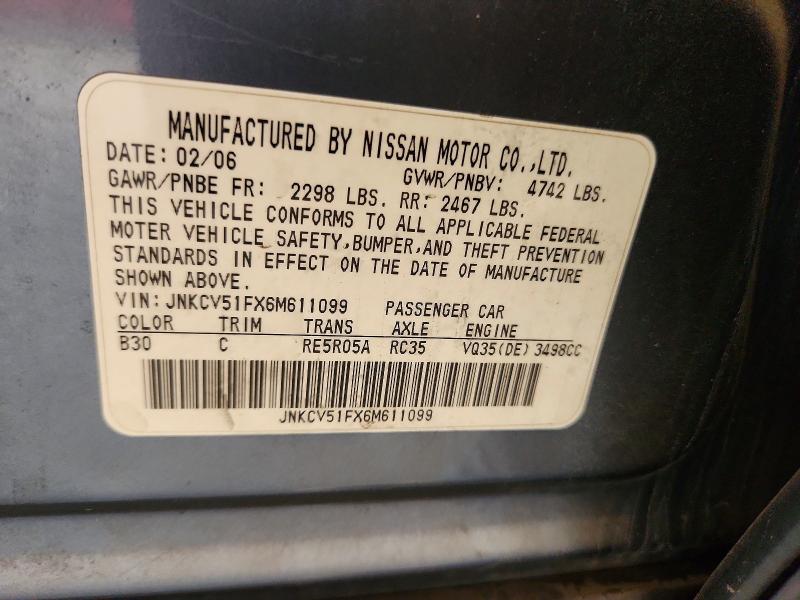 Продажа на аукционе авто 2006 Infiniti G35, vin: JNKCV51FX6M611099, номер лота: 66643926