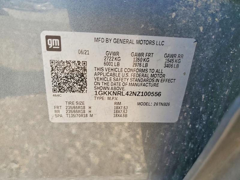 Aukcja sprzedaży 2022 Gmc Acadia, vin: 1GKKNRL42NZ100556, numer aukcji: 63950036