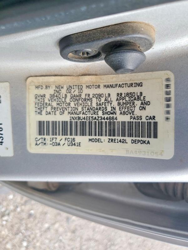 2010 Toyota Corolla მანქანა იყიდება აუქციონზე, vin: 1NXBU4EE5AZ344664, აუქციონის ნომერი: 67070916