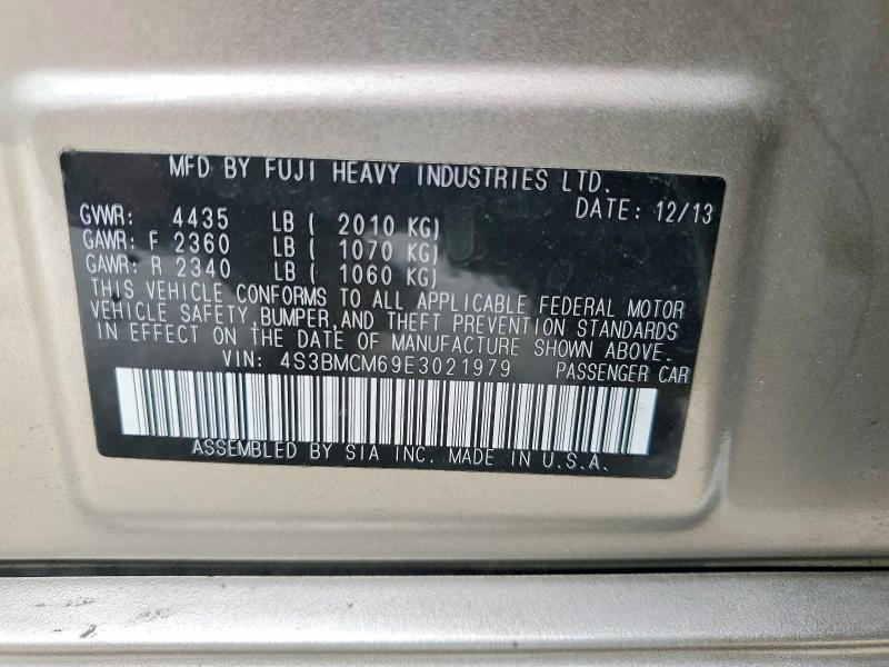 62269646 :رقم المزاد ، 4S3BMCM69E3021979 vin ، 2014 Subaru Legacy مزاد بيع