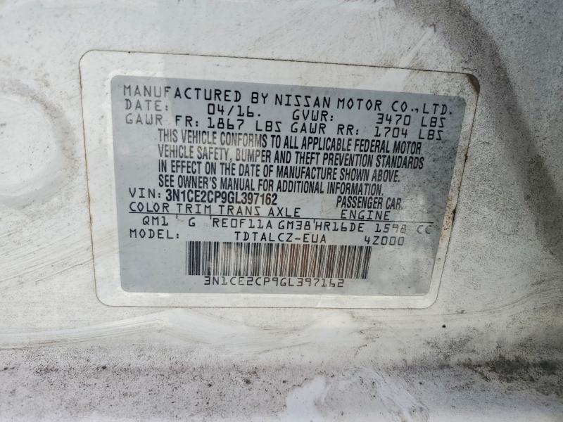 66436826 :رقم المزاد ، 3N1CE2CP9GL397162 vin ، 2016 Nissan Versa Note مزاد بيع
