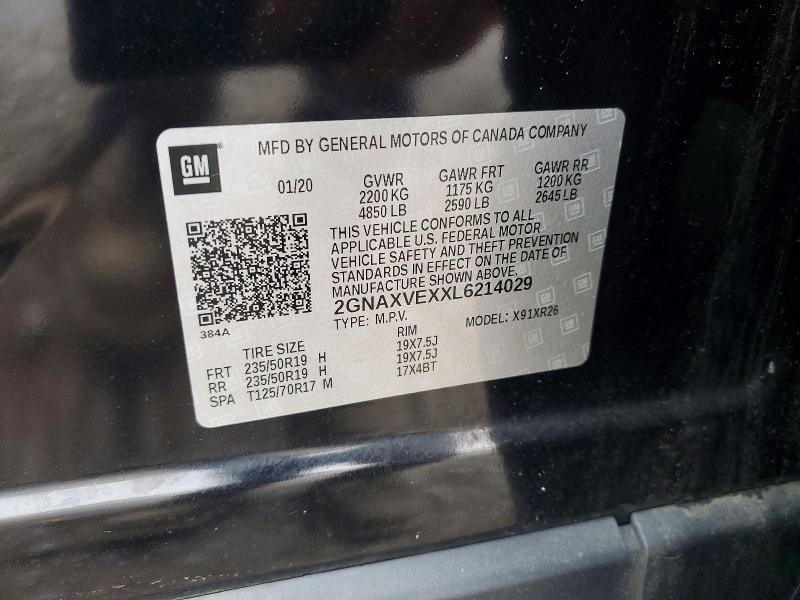 Продаж на аукціоні авто 2020 Chevrolet Equinox, vin: 2GNAXVEXXL6214029, номер лоту: 67303146