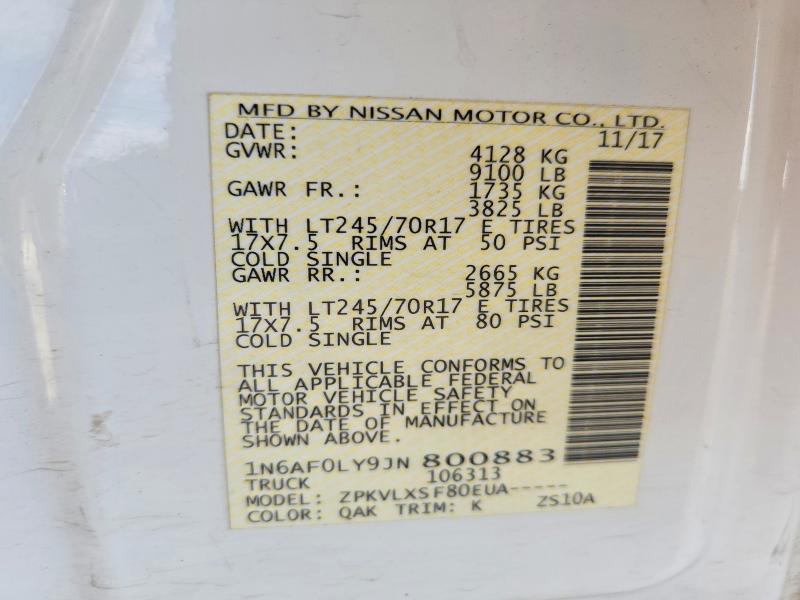 65229966 :رقم المزاد ، 1N6AF0LY9JN800883 vin ، 2018 Nissan Nv مزاد بيع