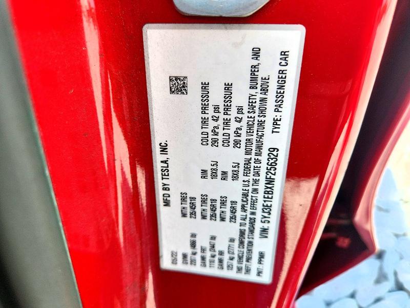 Aukcja sprzedaży 2022 Tesla Model 3, vin: 5YJ3E1EBXNF256329, numer aukcji: 66034676