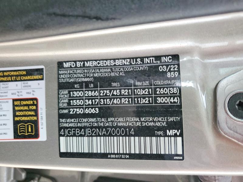 Продажа на аукционе авто 2022 Mercedes-benz Gle, vin: 4JGFB4JB2NA700014, номер лота: 62311436