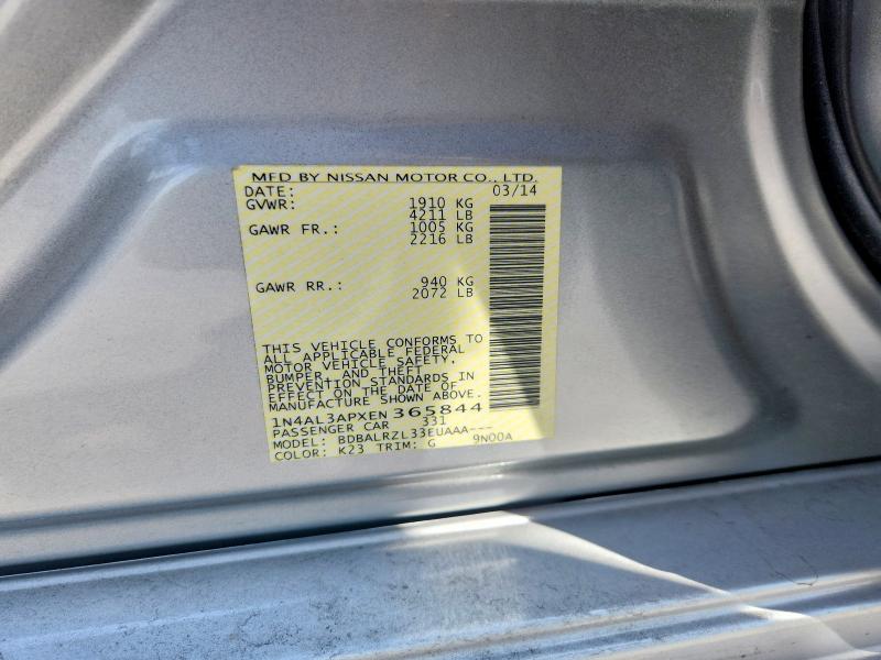64197416 :رقم المزاد ، 1N4AL3APXEN365844 vin ، 2014 Nissan Altima مزاد بيع