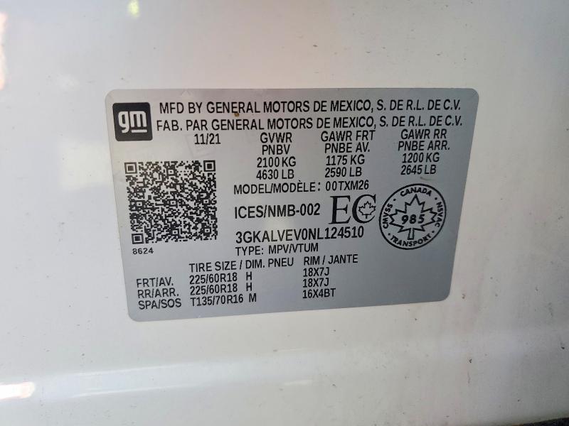 64920076 :رقم المزاد ، 3GKALVEV0NL124510 vin ، 2022 Gmc Terrain مزاد بيع