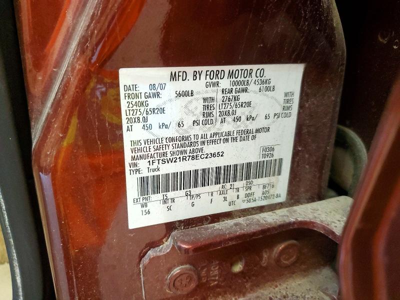 Продаж на аукціоні авто 2008 Ford F250, vin: 1FTSW21R78EC23652, номер лоту: 63675036