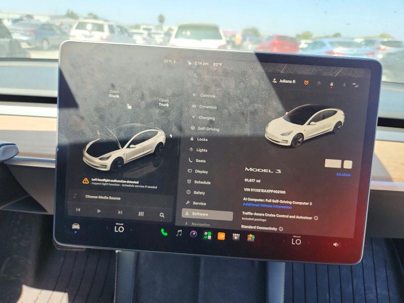 2023 Tesla Model 3 მანქანა იყიდება აუქციონზე, vin: 5YJ3E1EAXPF402190, აუქციონის ნომერი: 66443316