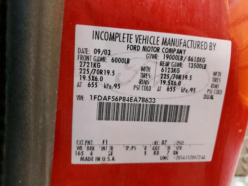 Aukcja sprzedaży 2004 Ford F550, vin: 1FDAF56P84EA78633, numer aukcji: 63664506