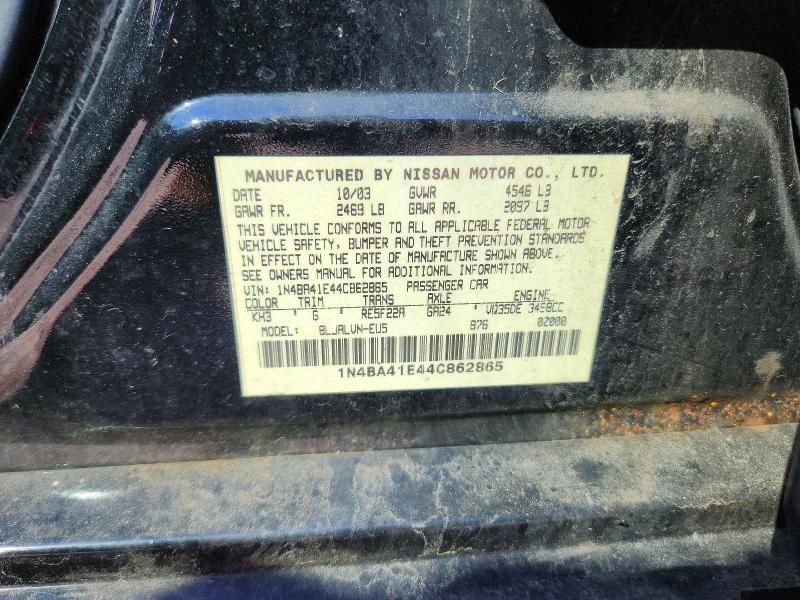 Продажа на аукционе авто 2004 Nissan Maxima, vin: 1N4BA41E44C862865, номер лота: 65079626
