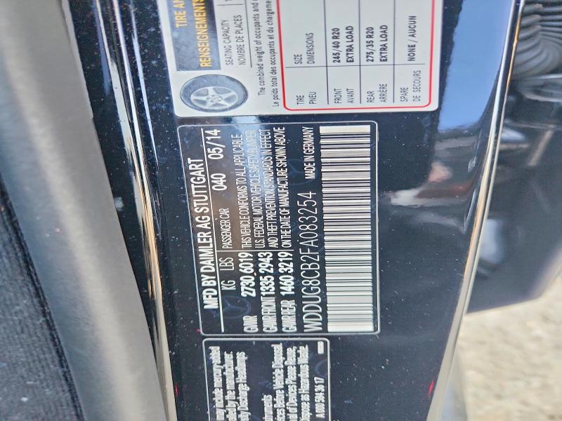 63412466 :رقم المزاد ، WDDUG8CB2FA083254 vin ، 2015 Mercedes-benz S مزاد بيع