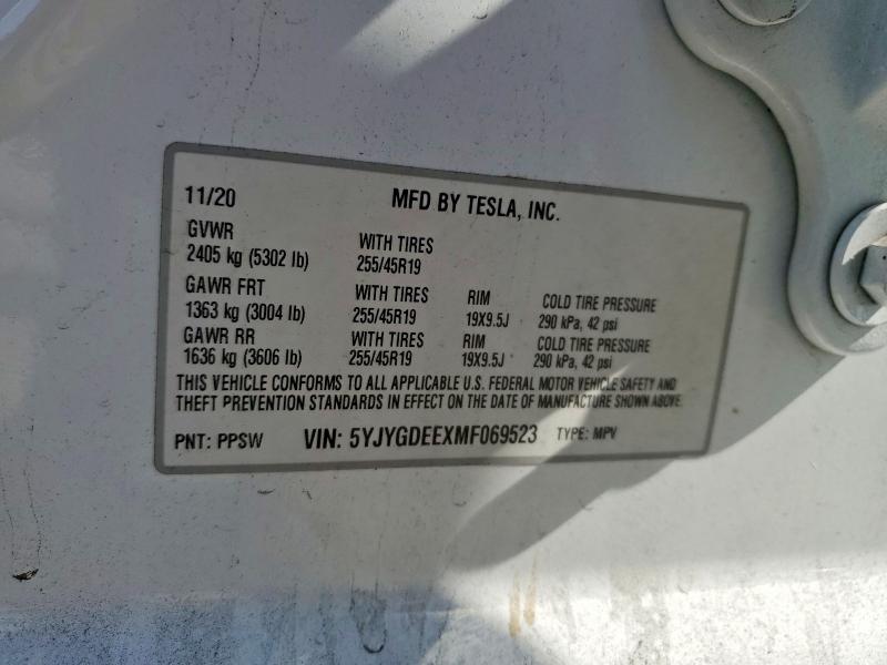 Продажа на аукционе авто 2021 Tesla Model Y, vin: 5YJYGDEEXMF069523, номер лота: 62725766