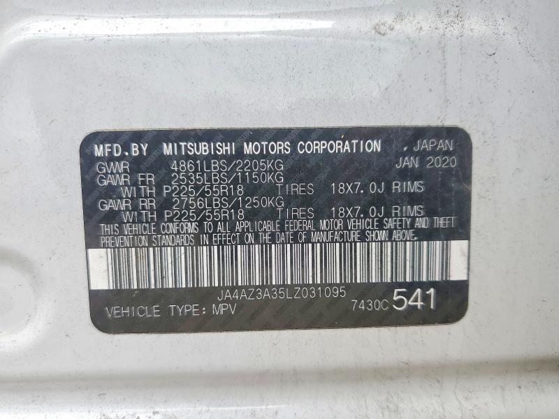 Продажа на аукционе авто 2020 Mitsubishi Outlander, vin: JA4AZ3A35LZ031095, номер лота: 63157206