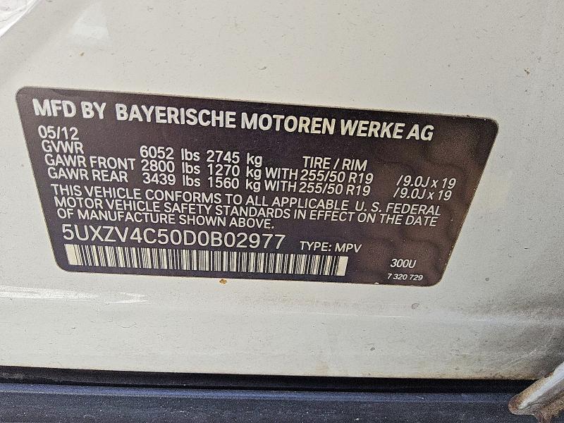 67093836 :رقم المزاد ، 5UXZV4C50D0B02977 vin ، 2013 Bmw X5 مزاد بيع