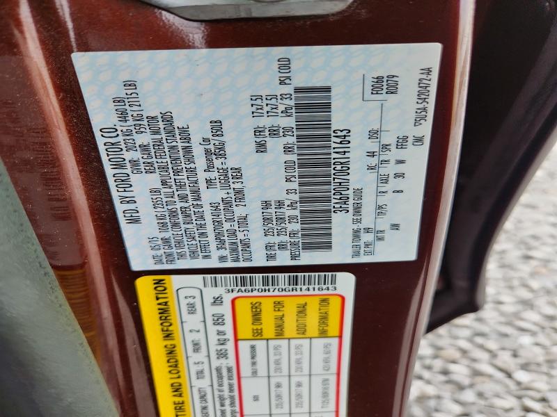 Продажа на аукционе авто 2016 Ford Fusion, vin: 3FA6P0H70GR141643, номер лота: 64618116