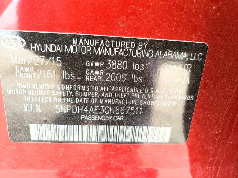 64150346 :رقم المزاد ، 5NPDH4AE3GH667511 vin ، 2016 Hyundai Elantra مزاد بيع