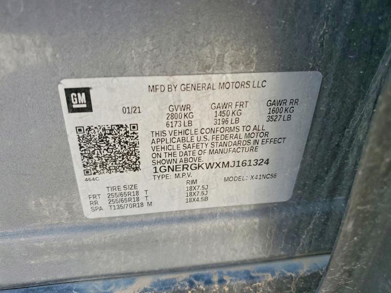 61574066 :رقم المزاد ، 1GNERGKWXMJ161324 vin ، 2021 Chevrolet Traverse مزاد بيع