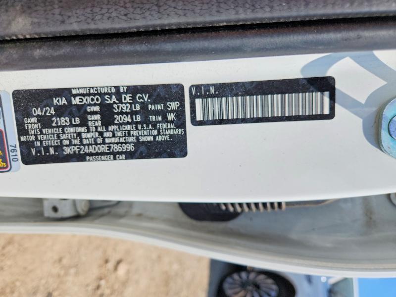 Aukcja sprzedaży 2024 Kia Forte, vin: 3KPF24AD0RE786996, numer aukcji: 63737246
