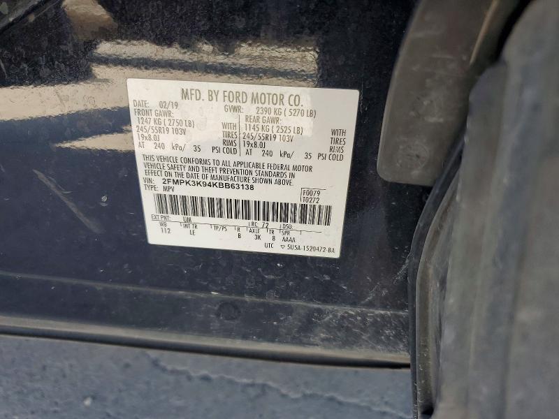 Продажа на аукционе авто 2019 Ford Edge, vin: 2FMPK3K94KBB63138, номер лота: 63595646