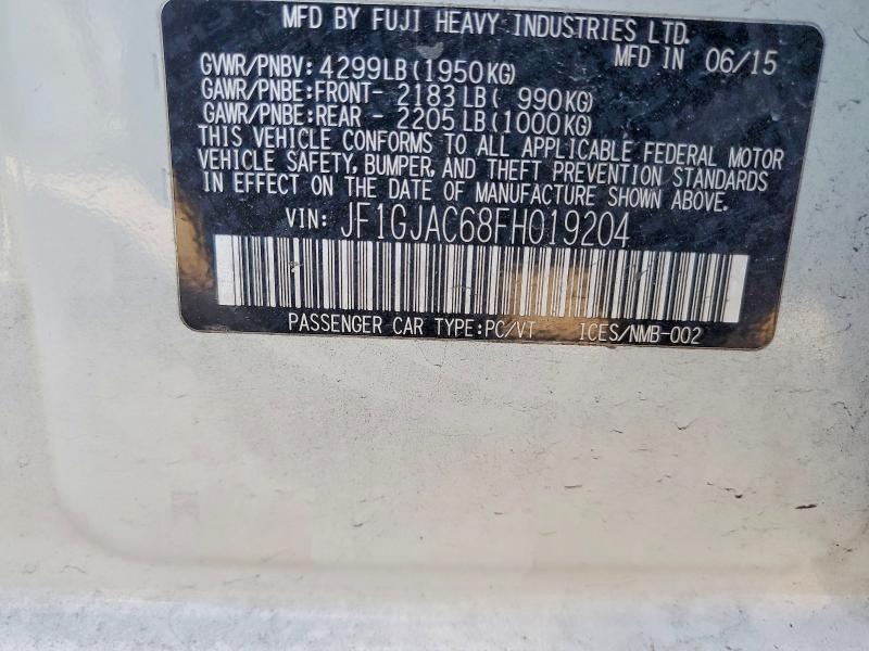 2015 Subaru Impreza მანქანა იყიდება აუქციონზე, vin: JF1GJAC68FH019204, აუქციონის ნომერი: 65662756