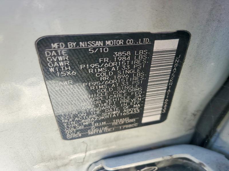 67159306 :رقم المزاد ، JN8AZ2KR1AT165433 vin ، 2010 Nissan Cube مزاد بيع