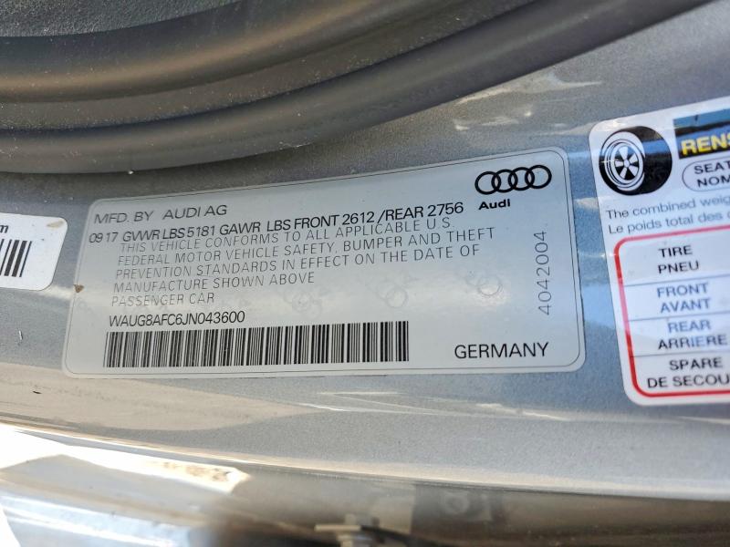 Aukcja sprzedaży 2018 Audi A6, vin: WAUG8AFC6JN043600, numer aukcji: 62811866