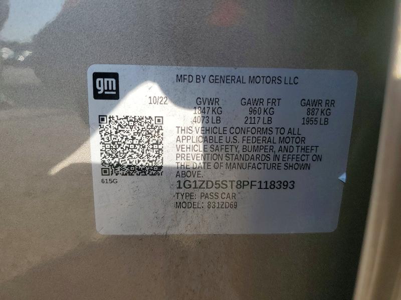 Auction sale of the 2023 Chevrolet Malibu, vin: 1G1ZD5ST8PF118393, lot number: 65263986