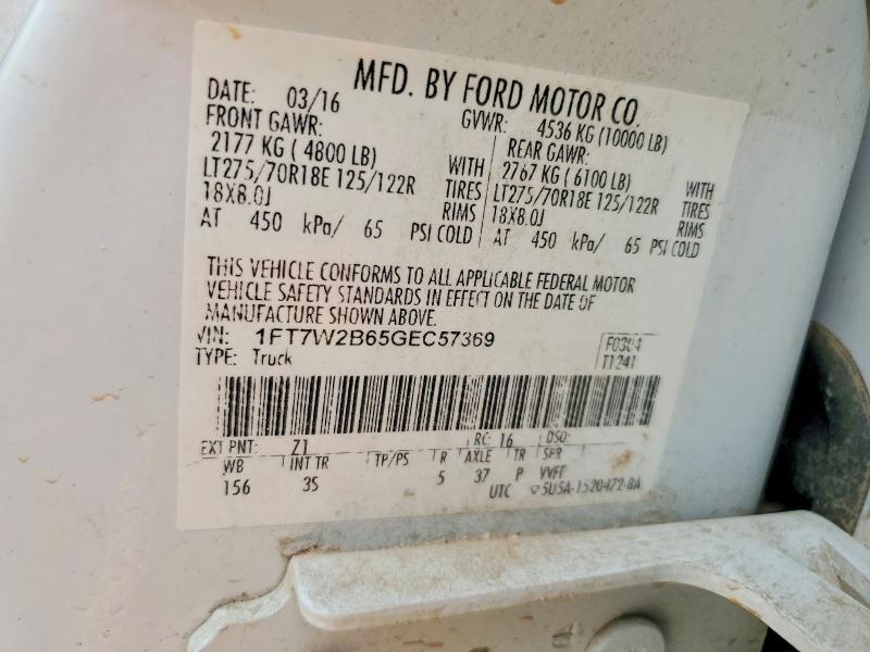 Продаж на аукціоні авто 2016 Ford F250, vin: 1FT7W2B65GEC57369, номер лоту: 65463136