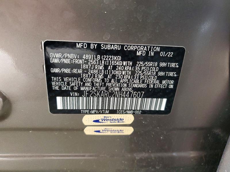 Продажа на аукционе авто 2022 Subaru Forester, vin: JF2SKARC2NH447607, номер лота: 65384686