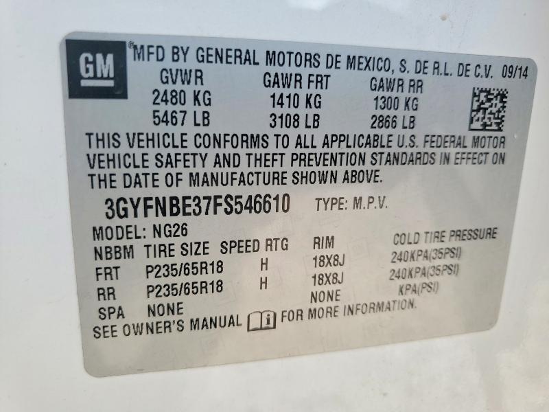 Продажа на аукционе авто 2015 Cadillac Srx, vin: 3GYFNBE37FS546610, номер лота: 63907406