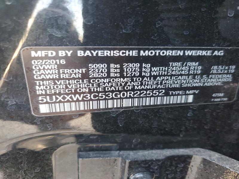 66781116 :رقم المزاد ، 5UXXW3C53G0R22552 vin ، 2016 Bmw X4 مزاد بيع