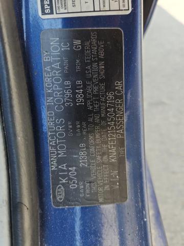 Aukcja sprzedaży 2004 Kia Spectra, vin: KNAFE121545047196, numer aukcji: 74065055