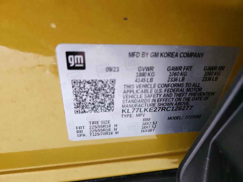 Aukcja sprzedaży 2024 Chevrolet Trax, vin: KL77LKE27RC126277, numer aukcji: 64653856