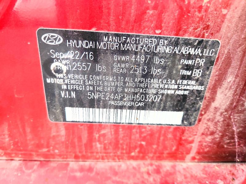 Продажа на аукционе авто 2017 Hyundai Sonata, vin: 5NPE24AF3HH503207, номер лота: 65332686