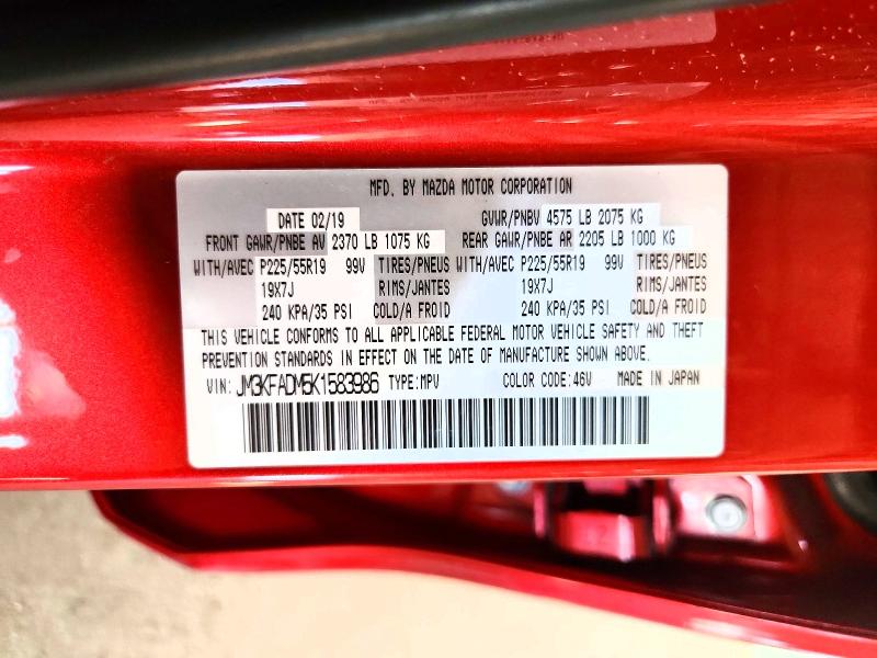 Aukcja sprzedaży 2019 Mazda Cx-5, vin: JM3KFADM5K1583986, numer aukcji: 65829616