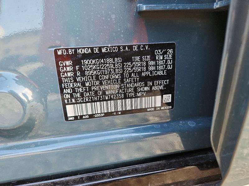 Продаж на аукціоні авто 2026 Honda Hr-v, vin: 3CZRZ1H73TM742358, номер лоту: 66374246