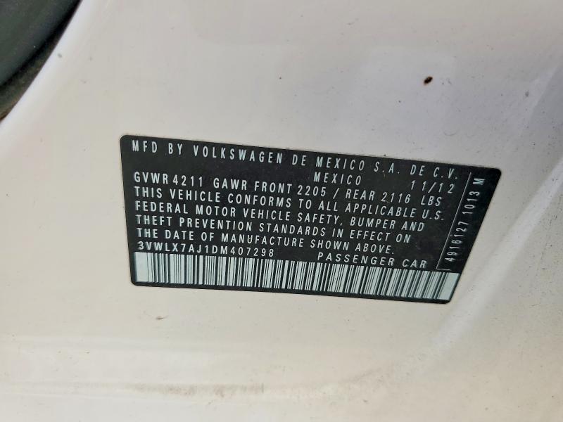63999956 :رقم المزاد ، 3VWLX7AJ1DM407298 vin ، 2013 Volkswagen Jetta مزاد بيع